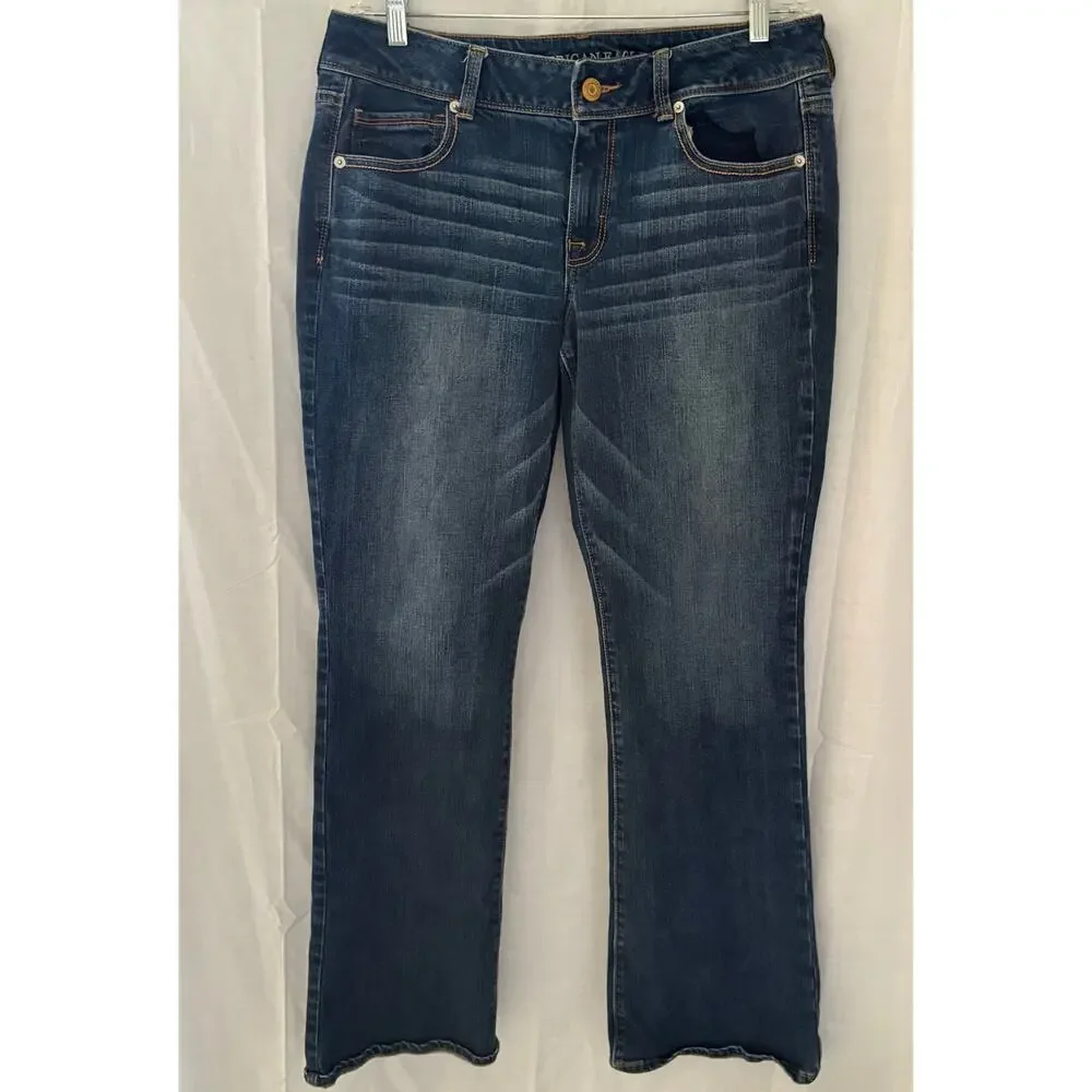 American Eagle Outfitters Kick Boot Womens 14 (35x31) Jeans Stretch Flap Pocket - Picture 2 of 7